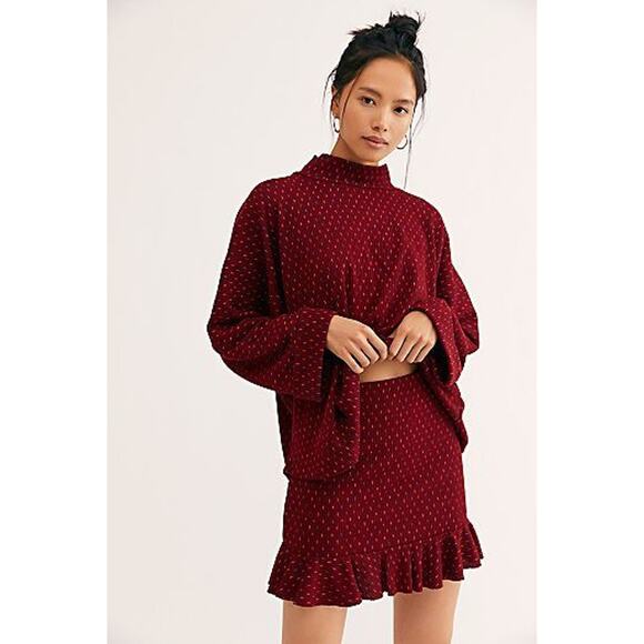Free People Dresses & Skirts - Free People Red Set the Mood Boho Matching Skirt Set
